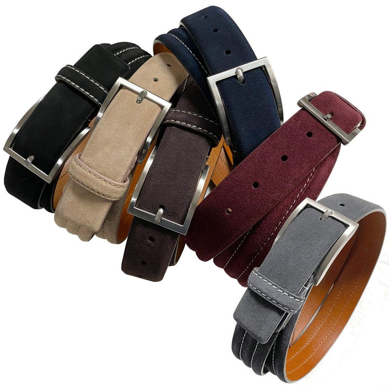 Belts.com BS110 Men's Belt Suede Full Leather Belt Casual Dress Leather Belt 1-3/8"(35mm) Wide (Taupe, 38) - Image 2